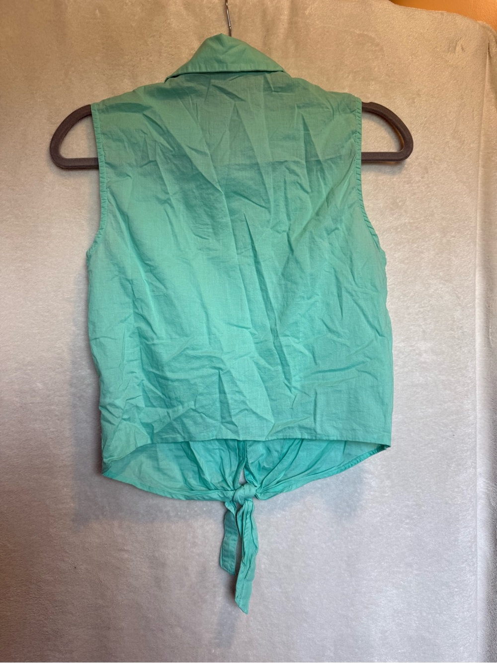 Forever 21 Sleeveless Tie-Front Shirt - Aqua Green - Picture 2 of 4